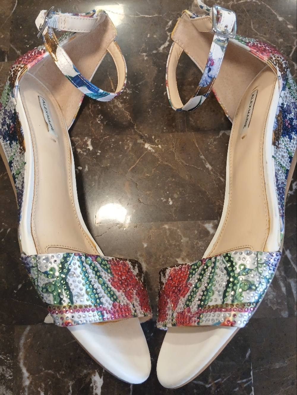 Alex Marie Multicolor Crystal-Embellished Ankle-Strap Flats - Picture 9 of 13